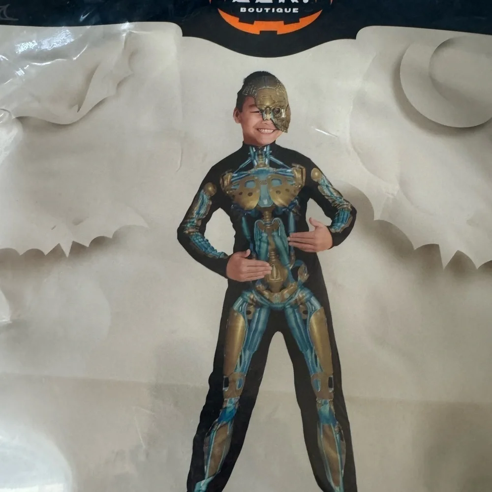 HYDE & EEK kids Robot Skeleton Jumpsuit and half mask size large